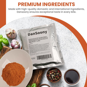 DanSoony Korean Hot and Spicy Ramen Noodle Soup Powder - 10.05 oz with 30-50 Ingredients for Rich Flavors