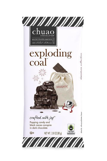 Chuao Chocolatier Exploding Coal Chocolate Bars | Gourmet Caramel Chocolate Artisan European No Preservatives | For Gift Baskets, Christmas, Valentines Day, Gifts For Women, Men, Birthday, Thank You, Care Package | 3 Pack