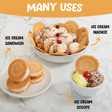 Rooted In Rare Waffle Cone Chips - Round Crispy Waffle Cookies - 9 lbs Bulk Pack - Brown