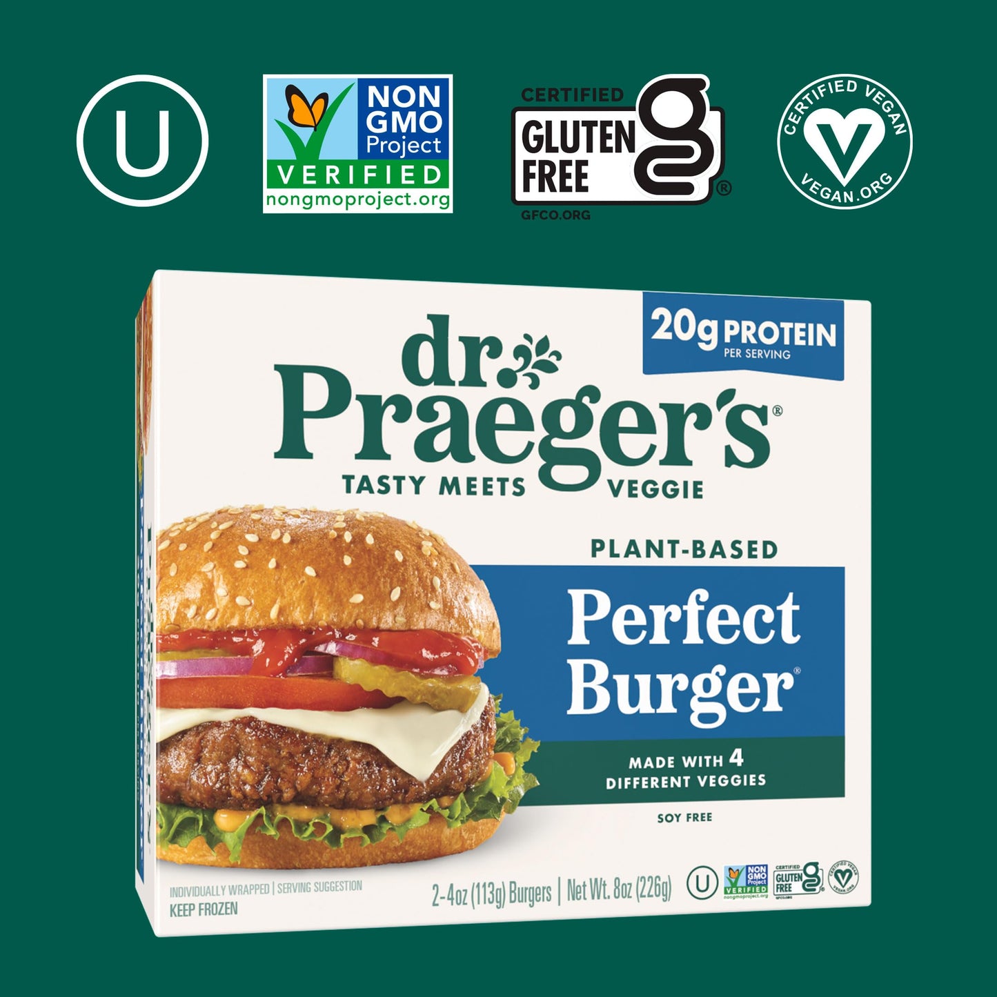 Dr. Praegers, Perfect Burgers, 4 Ounce, 2 Count