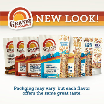 Grandy Organics Dark Chocolate Sea Salt Granola, Certified Organic Granola, Gluten Free, Non-GMO, Certified Kosher, Plant Based