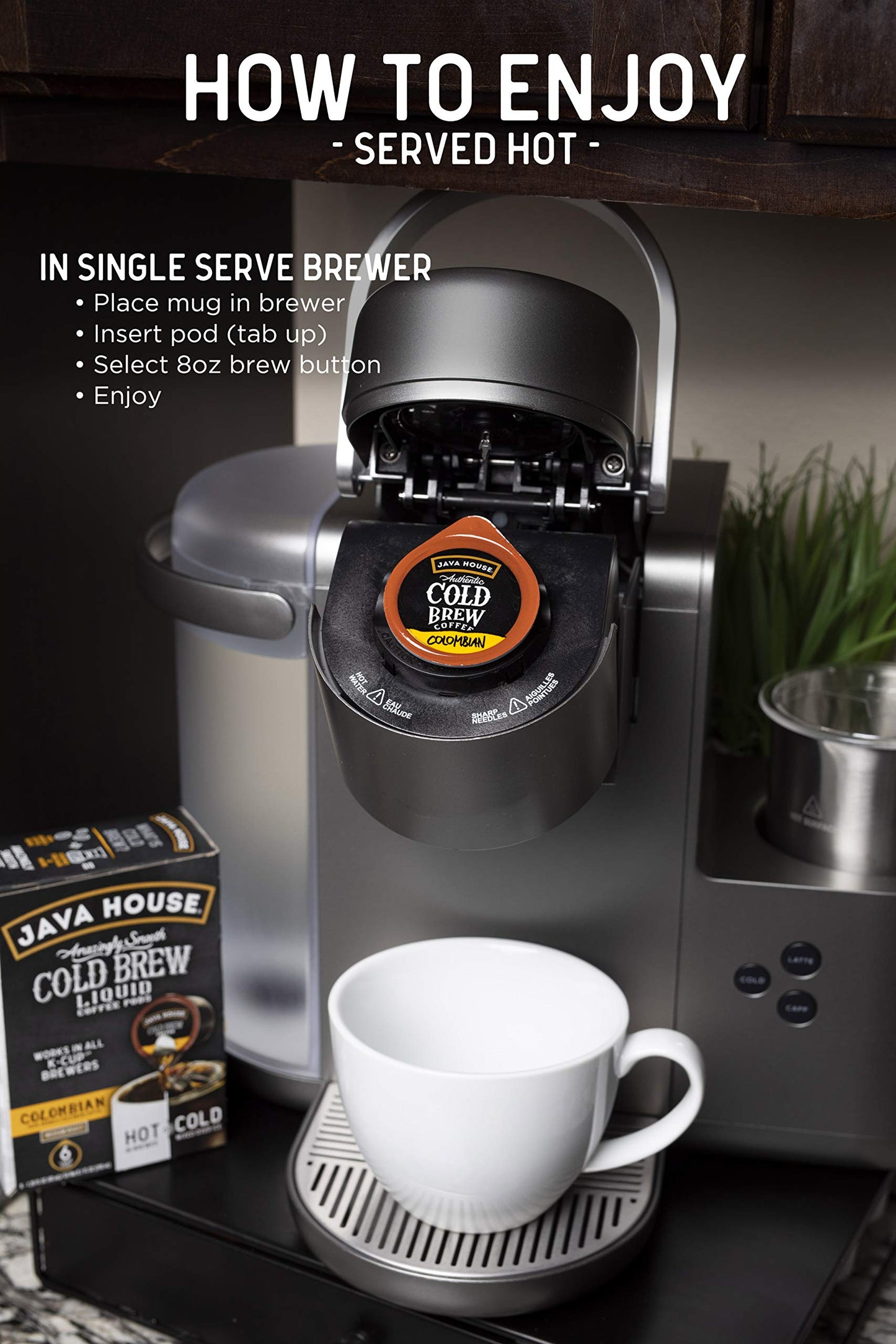 Java House Cold Brew Coffee, Colombian Medium Roast Coffee Concentrate Liquid Pods, Enjoy Hot Or Iced, 1.35 Fluid Ounces (Pack O