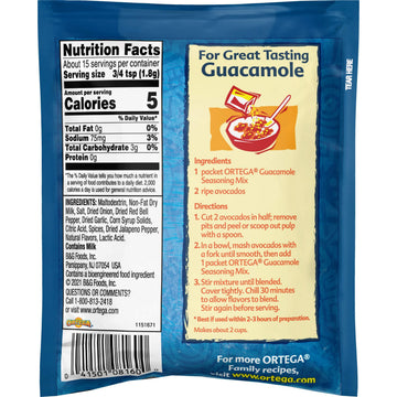 Ortega Guacamole Seasoning Mix, 1 Ounce (Pack of 12) - Perfect for Dips and Recipes, Bold Flavor, Easy to Use