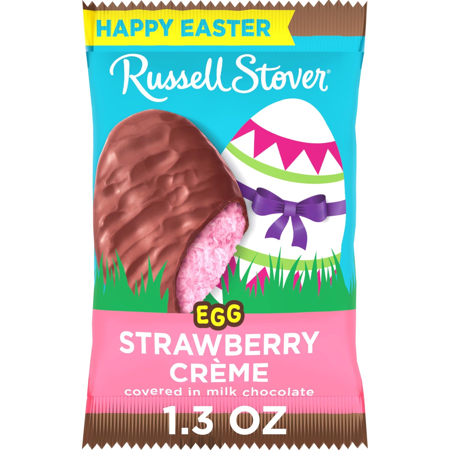 Russell Stover Easter Strawberry Crme Milk Chocolate Easter Egg, 1.3 oz each (Pack of 18)