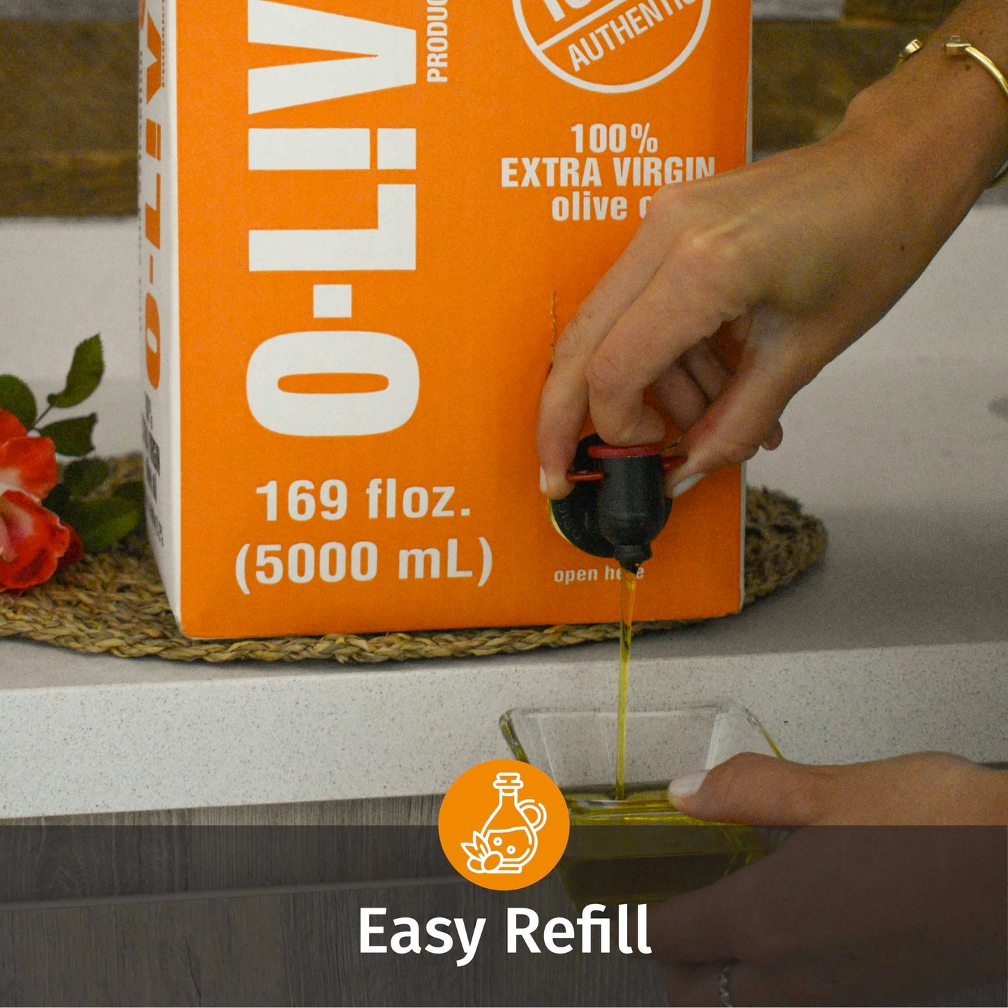 O-Live & Co. 100% Extra Virgin Olive Oil, First Cold Pressed, 169 Fl Oz Eco-friendly Packaging