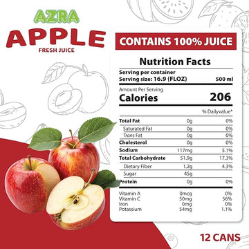 AZRA 100% Organic Juice – 500ml Cans, Zero Sugar Beverages Variety Pack for Healthy Kids & Adults