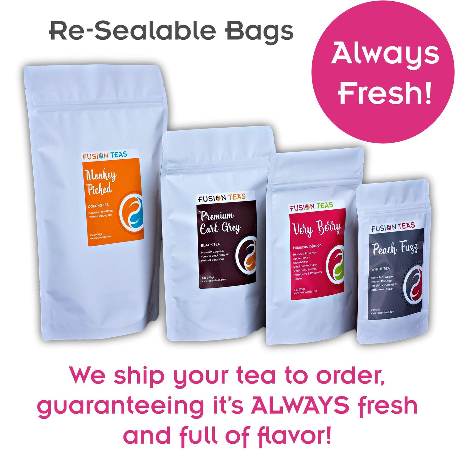 Fusion Teas Blueberry Muffin Hibiscus Herbal Fruit Tea - Caffeine Free Loose Leaf - 5 Oz Pouch