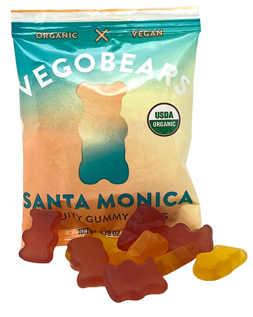 Candy People VegoBears Organic Gummy Bears, Non-GMO, 35 Snack Packs, Banana, Pineapple & Strawberry, 0.78 Ounce Each