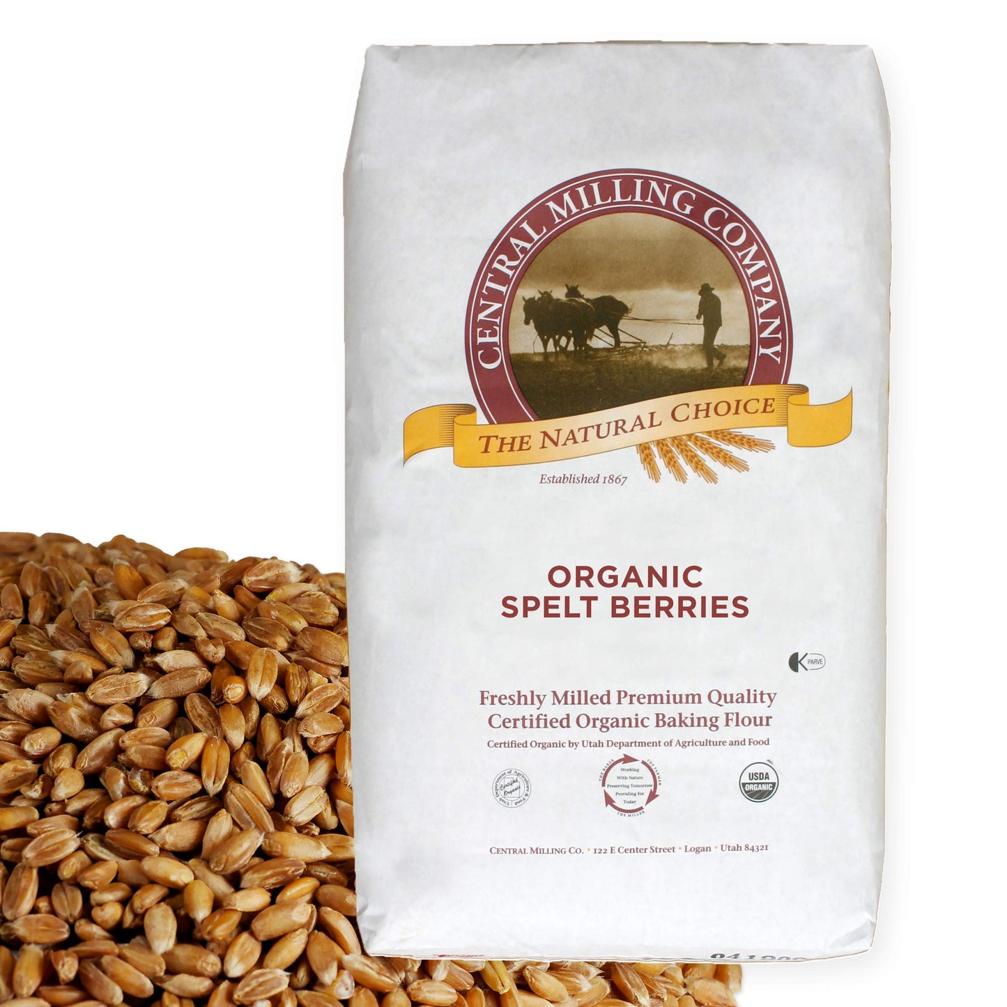 100% Organic Spelt Berries - 25 Lbs