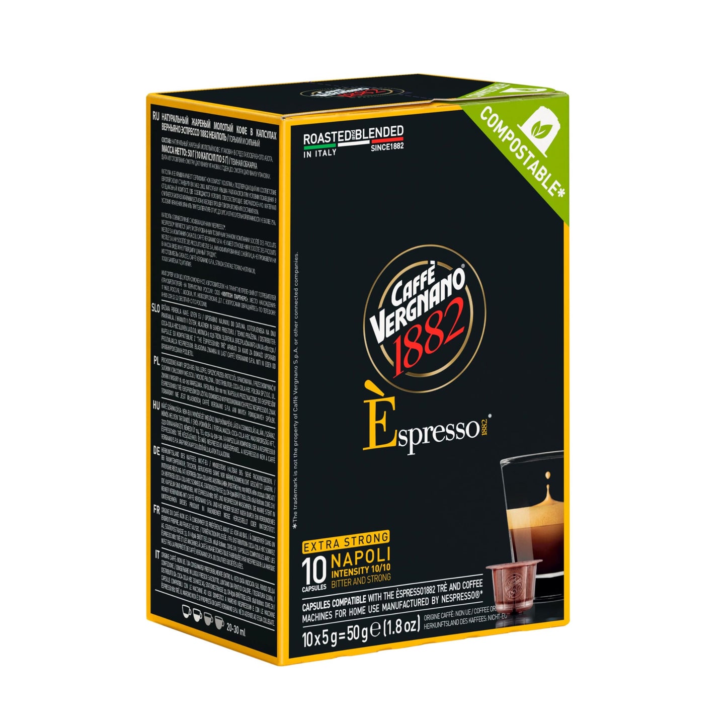 Caff Vergnano Napoli Espresso Units - Oriflavor Blendal Line Compatible Pods - Medium Roast Arabica Robusta Blend Intensity 10/10 - Italian Single-Serve Coffee With Dark Chocolate Spiced Notes - 120 Count