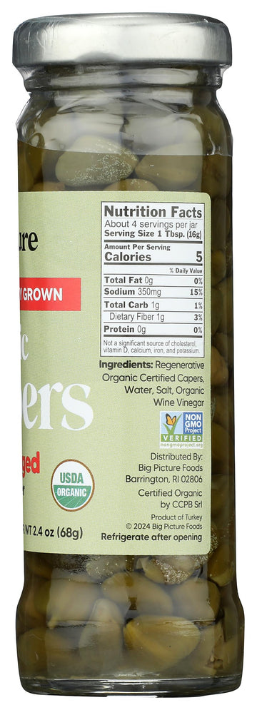 Big Picture Foods Organic Wild Foraged Capers 3.5 Oz