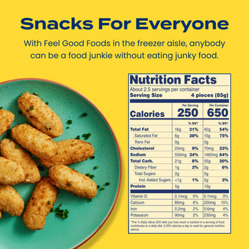 Feel Good Foods Crispy Jalapeno Popper Bites | Gluten-Free Frozen Appetizer Stuffed with Cream Cheese in Crispy Breading | 8oz