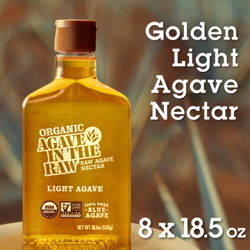 In The Raw Organic Agave Nectar Sweetener, Light Agave, 18.5oz Bottle, Pack of 8, Vegan, Gluten-Free, Low Carb, Low Glycemic