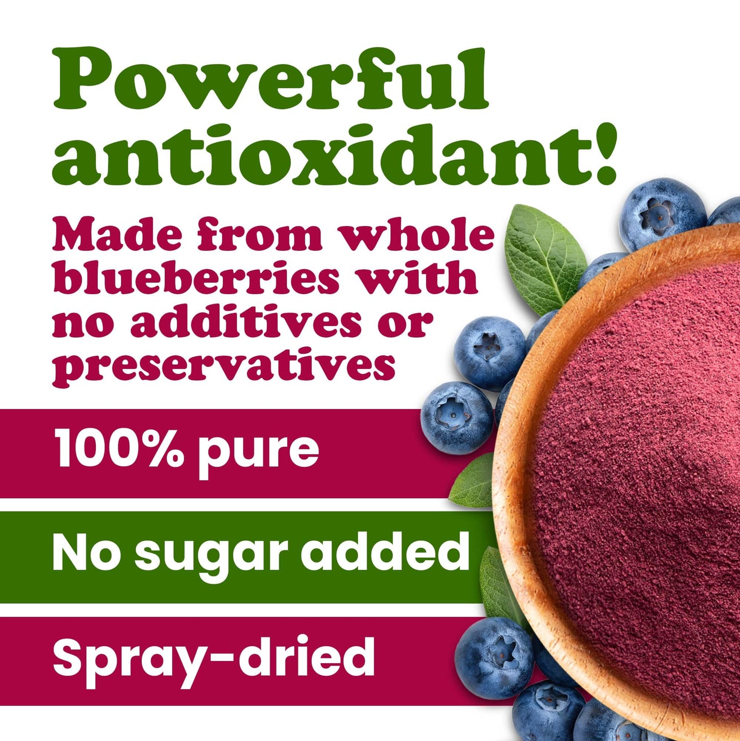 Food To Live Blueberry Powder, 2 Pounds - 100% Pure, Antioxidant-Rich. Great For Smoothies, Spray-Dried, No Sugar Added, Contain