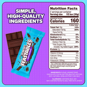 Feastables Original Dark Chocolate KING Size Chocolate Bar, 2.1oz (60g), 10 count