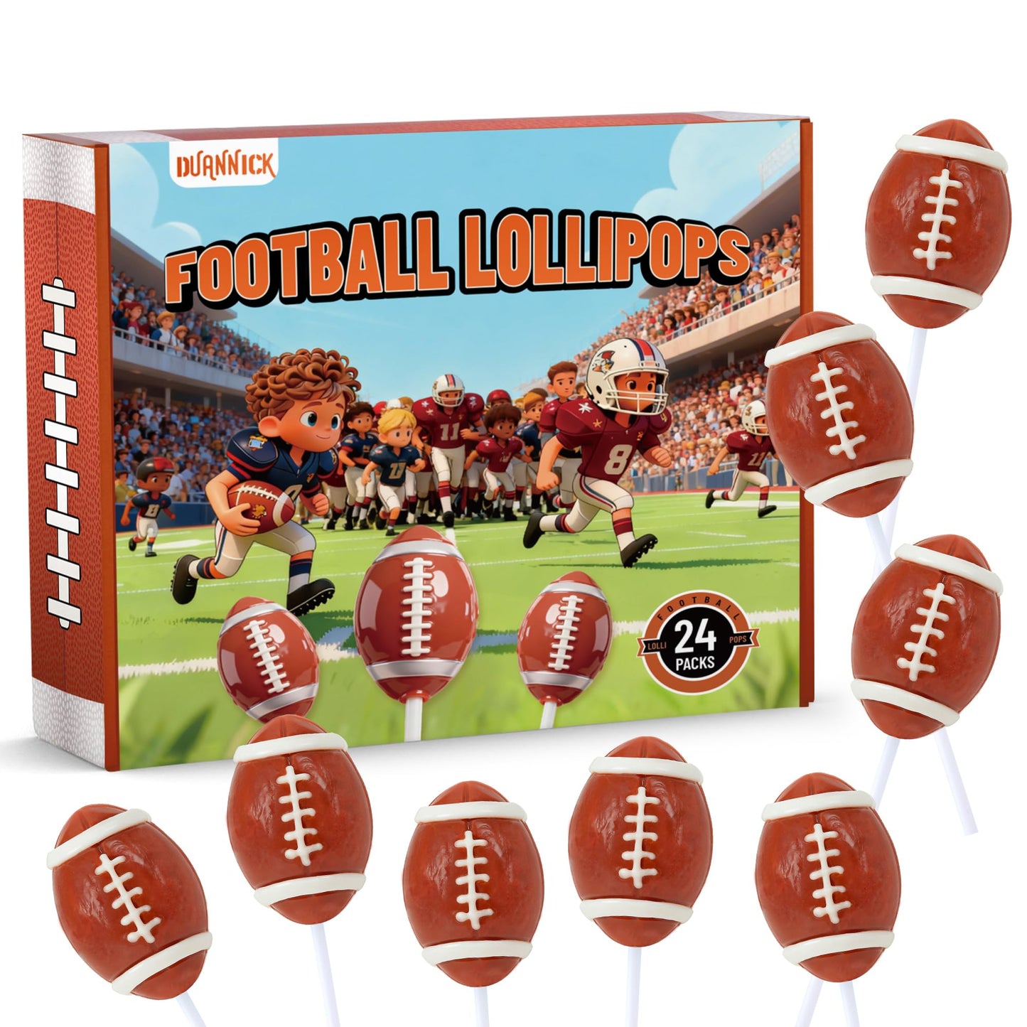 Football Candy Bulk 24 Packs, Big Game Party Football Lollipops for Football Party Favors, Birthday Favors, Team Sports Events a