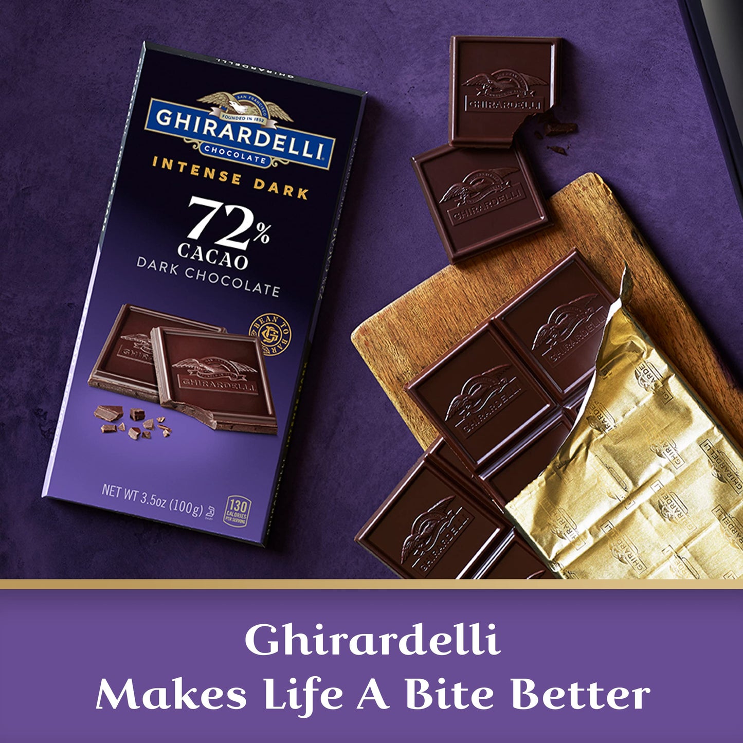 Ghirardelli Intense Dark Chocolate Bar 72% Cacao 3.5 Oz Bar