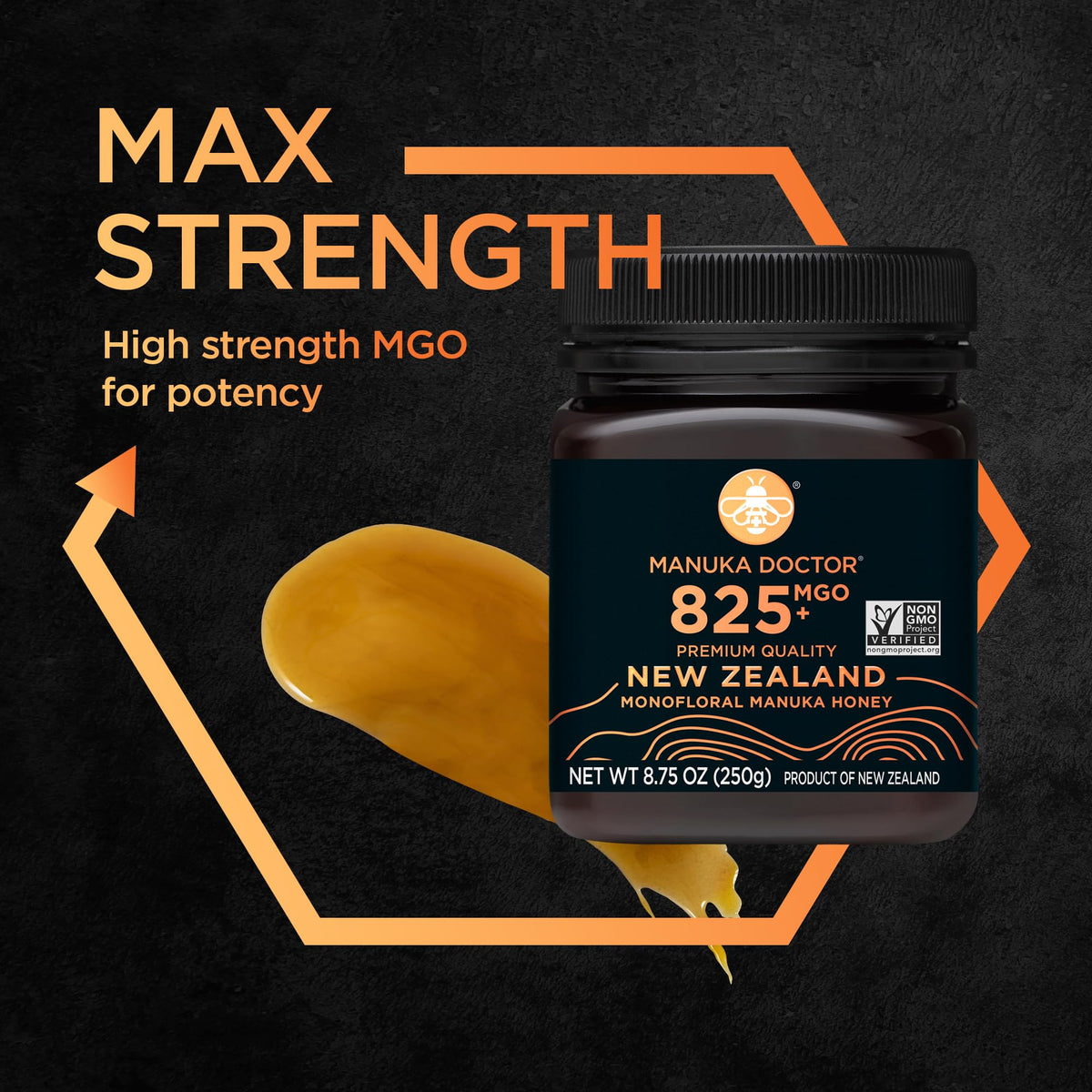 Manuka Doctor - Mgo 825+ Manuka Honey Monofloral, 100% Pure New Zealand Honey. Certified. Guaranteed. Raw. Non-Gmo (8.75 Oz)