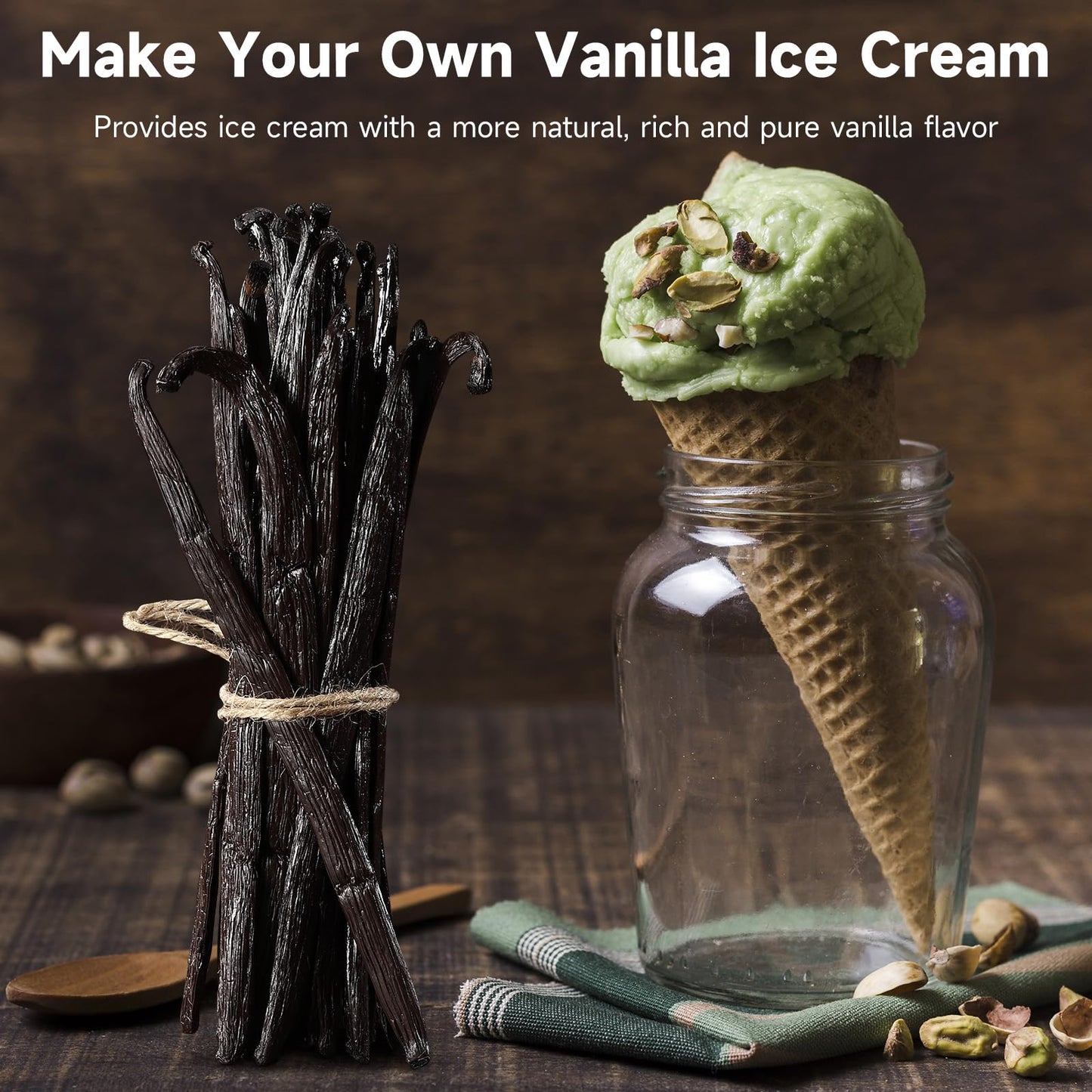 Spiceel Madagascar Vanilla Beans Whole Grade A Vanilla Pods For Making Extract, Whole 5'' - 7'' Vanilla Beans For Baking, 6 Coun