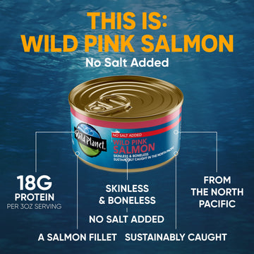 Wild Planet Wild Pink Salmon No Salt Added, Canned Salmon, Sustainably Wild-Caught, Kosher 6 Ounce can