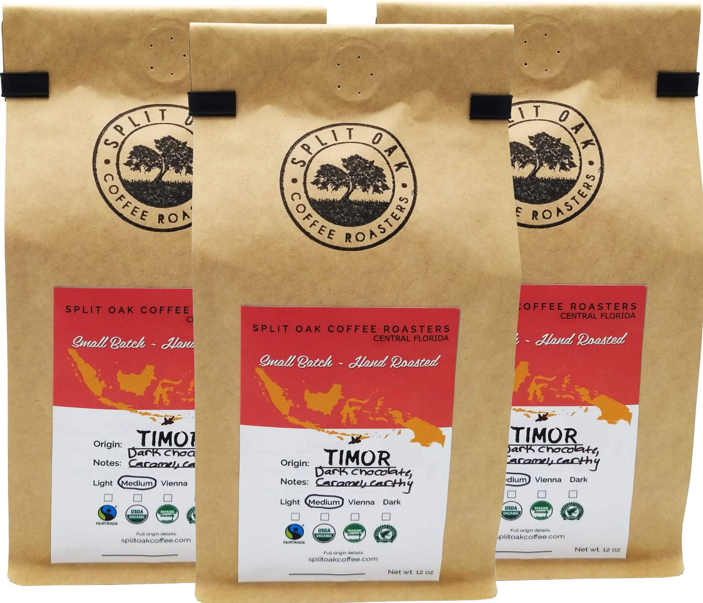 Organic Timor Roasted Whole Coffee Beans 12oz, Medium Roasted Coffee, Syrupy Notes, Dark chocolate, Roasted Fresh By Hand, Small