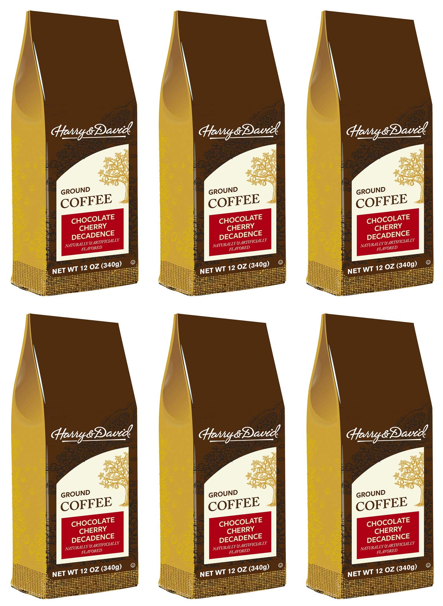 Harry & David Ground Coffee Chocolate Cherry Decadence 6 Bags 12 Oz Each Medium Roast