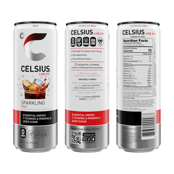 CELSIUS Sparkling Cola Energy Drink, Zero Sugar, 12 Fl Oz (Pack of 12), Model FGSS1207
