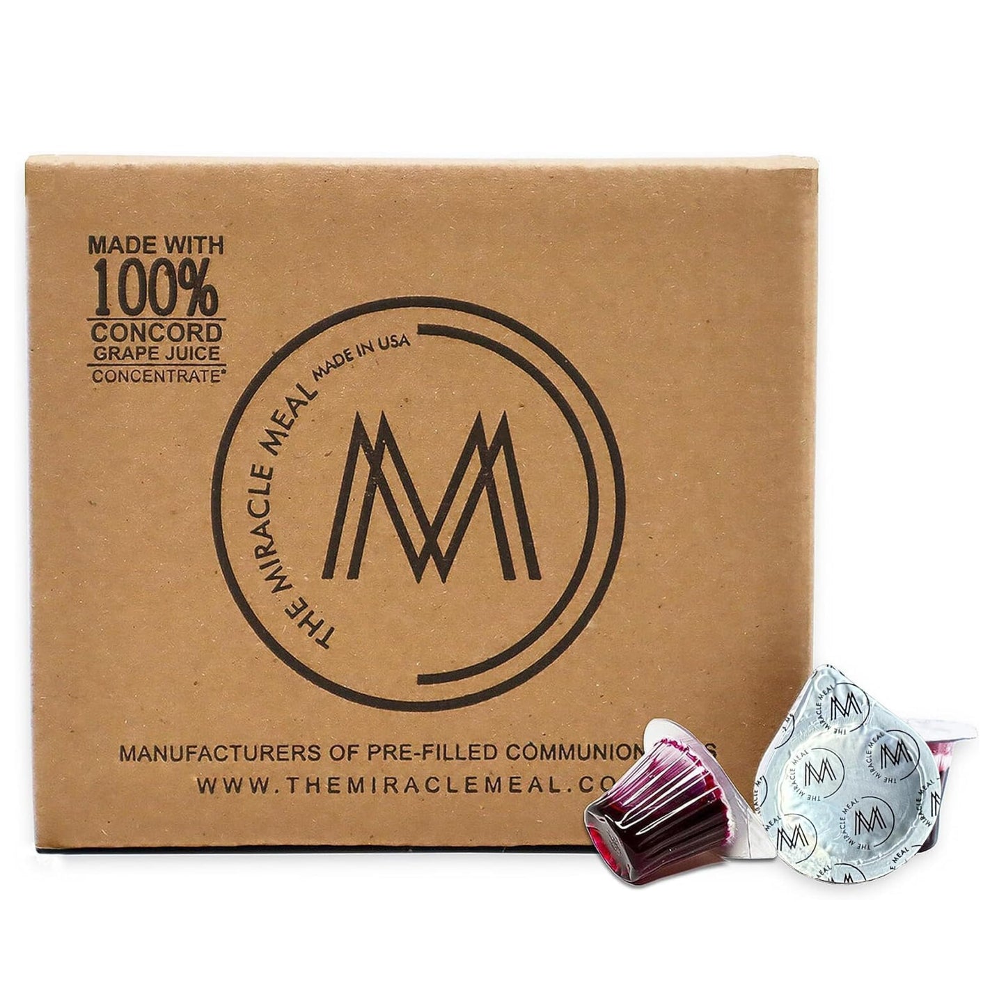 Pack It Hub The Effectivemeal No Wafer Only Juice Box Of 100 Pre-Filled Communion Cups With 100% Concord Grape Juice