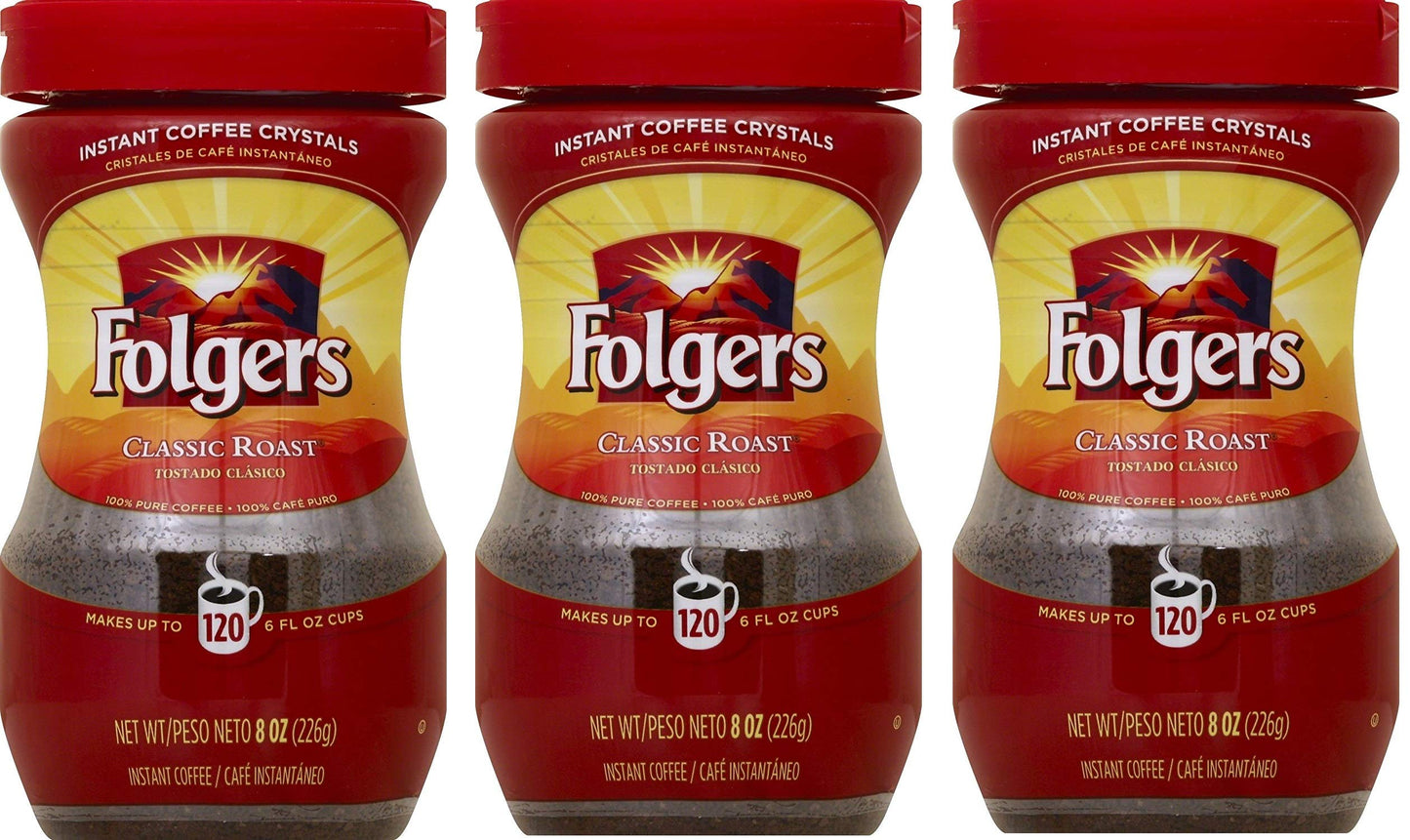 Folgers Instant Coffee Crystals, Classic Roast, 24 ounce