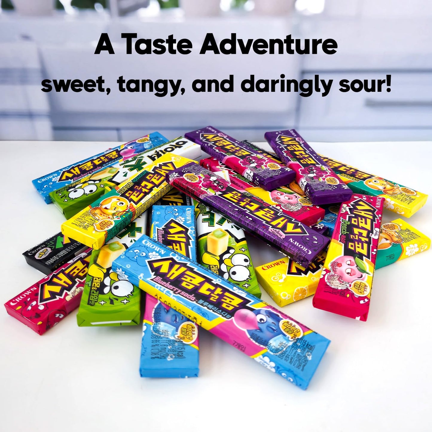 Coelo Korean Sweet & Sour Chewing Candy Variety 6Packs (Total 6.8Oz) Soft Chewy Gummy Treat Fruity Flavored Assorted (Peach, Gra