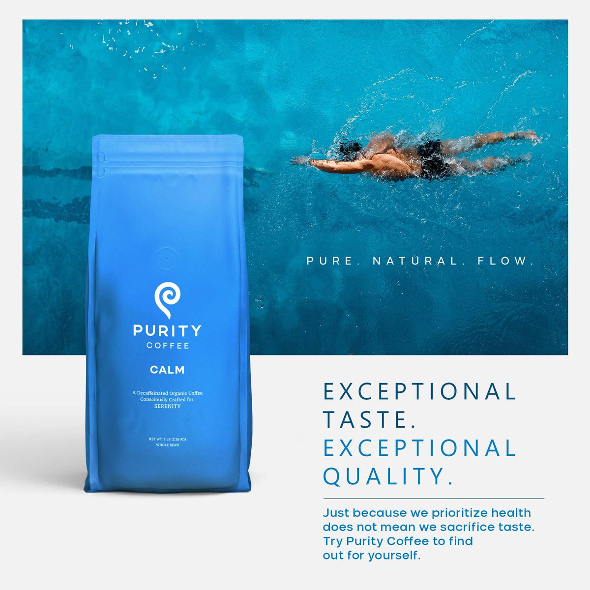 Purity Coffee Calm Decaf Medium Roast Whole Beans - Usda Certified Organic Specialty Grade Arabica Swiss Water Processed Decaffe