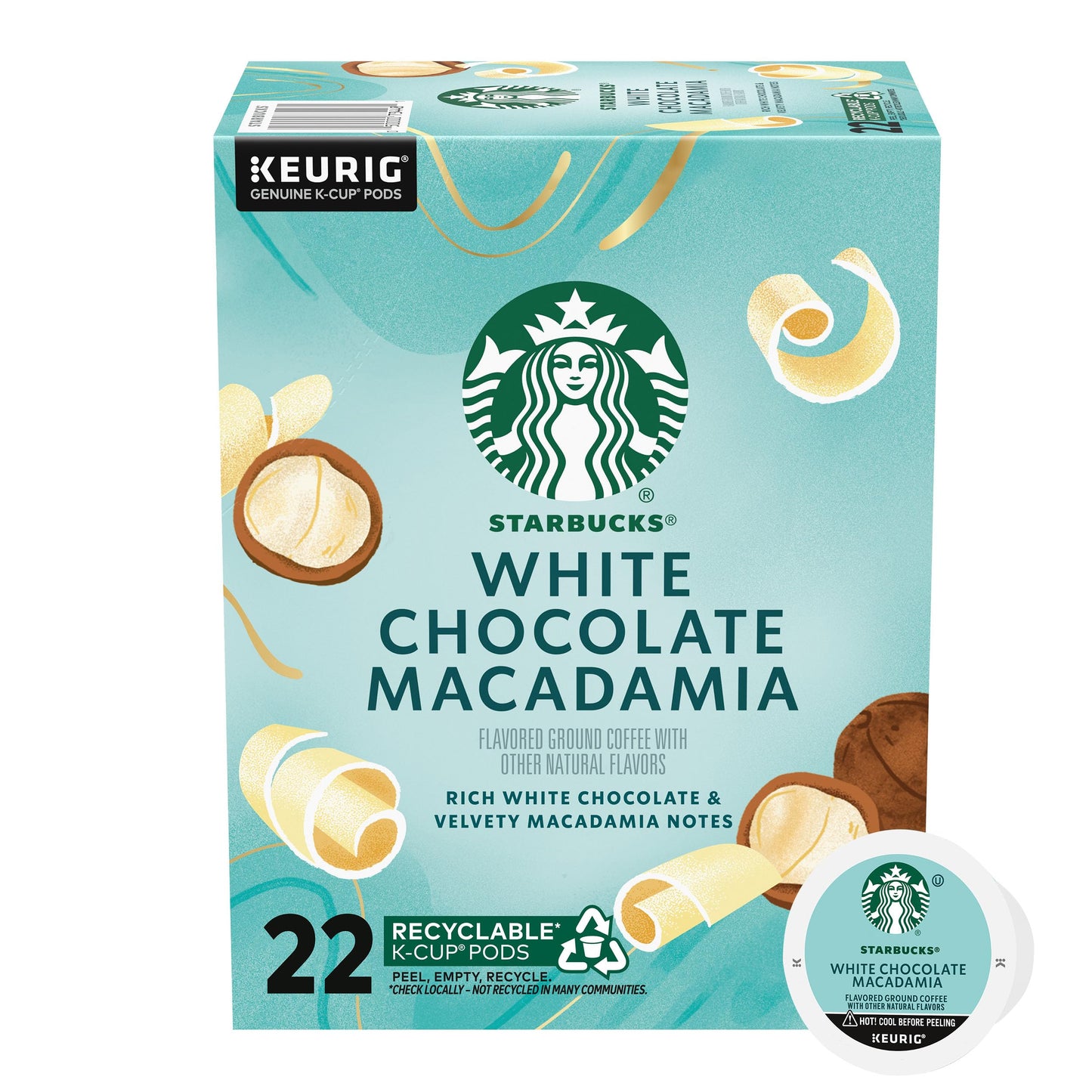 STARBUCKS White Chocolate Macadamia Ground Coffee K-Cup Pods 22 Count 7.9oz Box