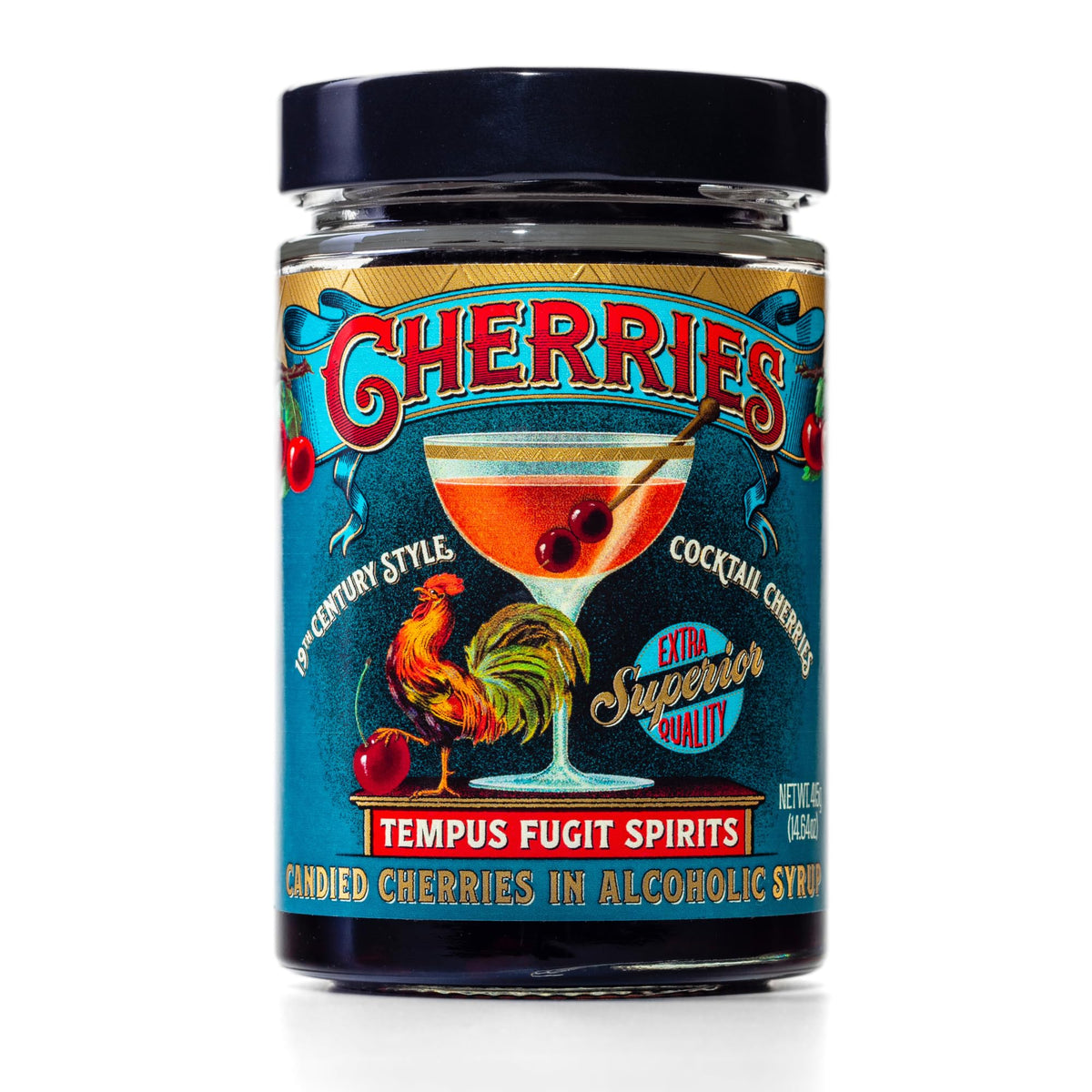 Tempus Fugit Spirits Black Amarena Mixed Flavor Cherries | Italian Flavor Blend Cherries | Mixed Flavor Garnish For Old Fashioned Manhattan Mixed Flavors | Gourmet Historic Recipe | 14.6Oz 415G Jar