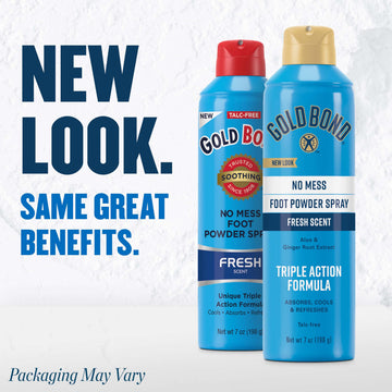 Gold Bond No Mess Talc-Free Foot Powder Spray, 7 Oz., Fresh Scent, With A Triple Action Formula