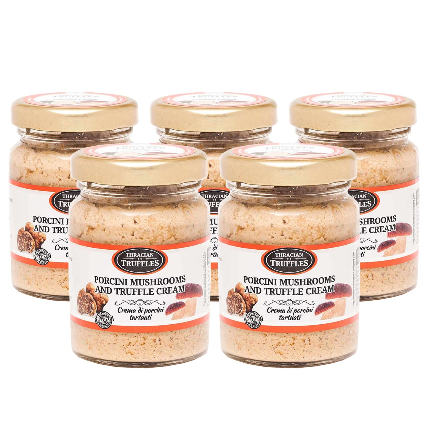 White Truffle and Porcini Boletus Edulis Mushrooms Cream Gourmet Sauce Truffle Paste Suitable for Pasta, Risotto, Pizza (5 x 80g
