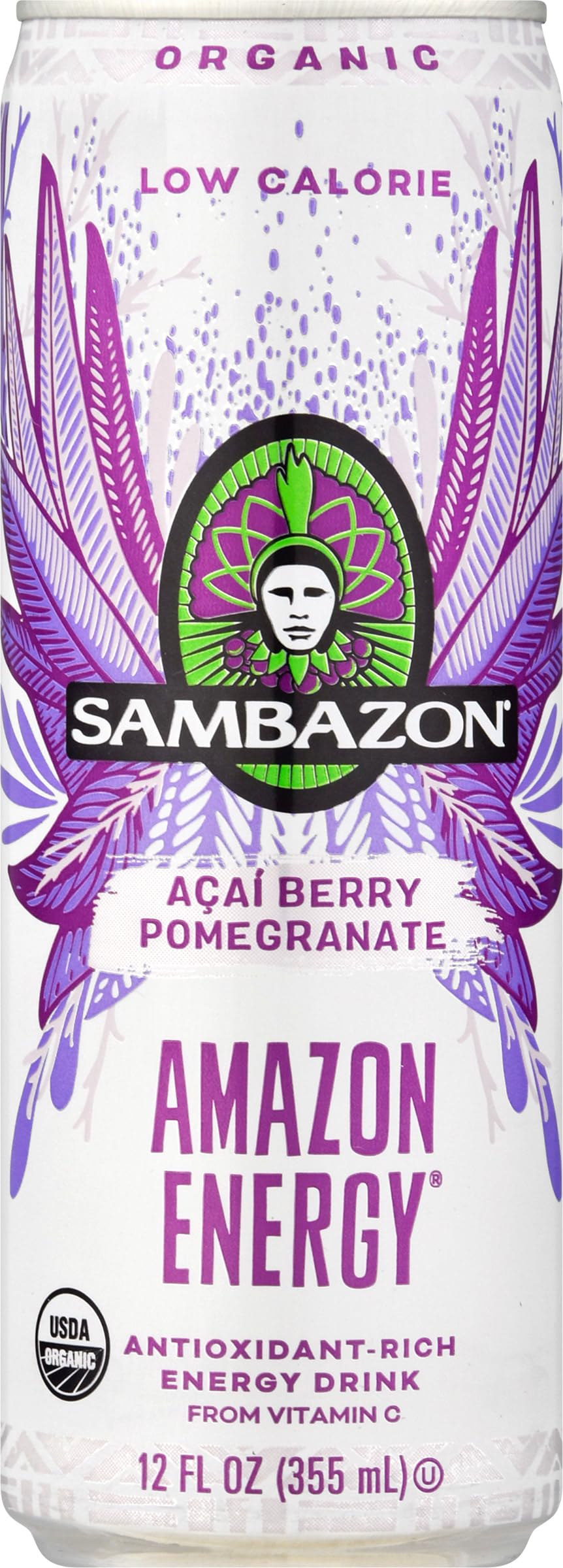Sambazon Acai Berry Pomegranate Energy Drink 12 Fl Oz Can