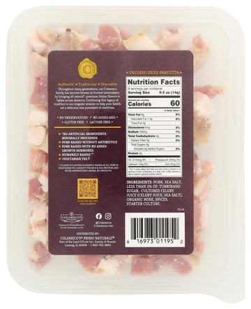 Colameco, Pork Pancetta Diced Uncured, 4 Ounce