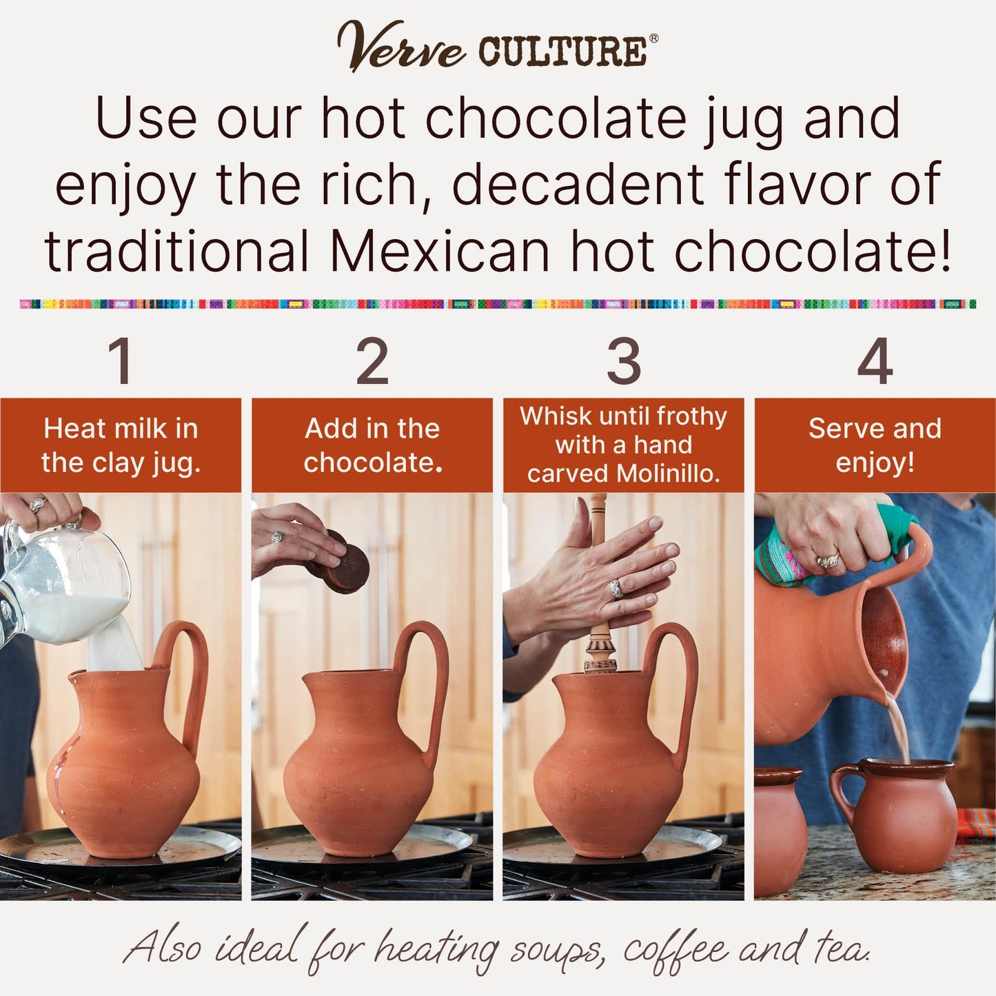 Handcrafted Mexican Hot Chocolate Jug by Verve CULTURE, Clay Chocolatera, Gifts for Friends and Family, Kitchen Gifts, Handwash
