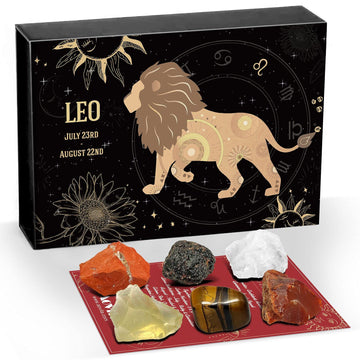 Leo Crystals Gift Set, Zodiac Signs Healing Crystals Birthstones With Horoscope Box Set Leo Astrology Crystals Healing Stones Gi