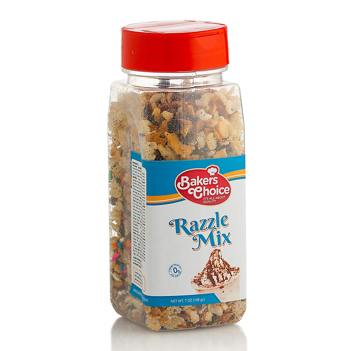 Razzle Crunch Topping - Chocolate, Caramel, Butterscotch and Nut Mix - Sprinkles for Ice Cream Sundae Toppings - 7 oz. - Dairy F