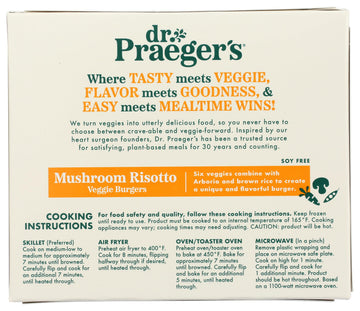 Dr. Praegers, Mushroom Risotto Veggie Burgers, 2.5 Ounce, 4 Count