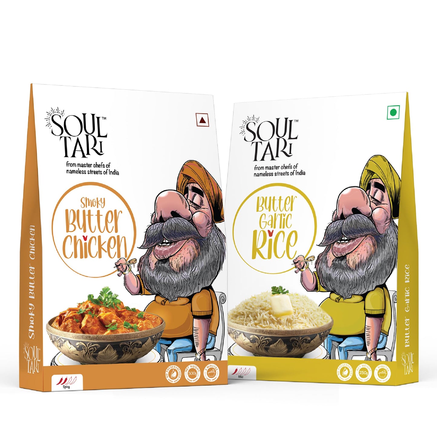 SOULTARI Combo of Ready To Eat Smoky Butter Chicken and Butter Garlic Rice 550g | Succulent Chunks Of Boneless Chicken In a Smok