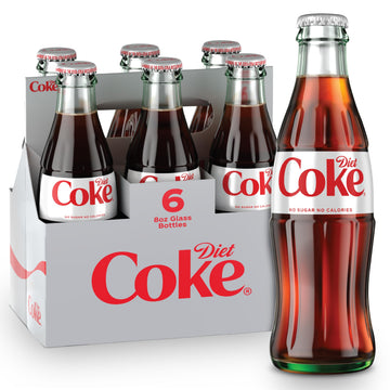 Diet Coke Glass Bottle 8 fl oz 6 Pack (Package May Vary)