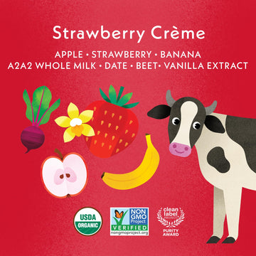 Once Upon a Farm A2/A2 Whole Milk Shake, Strawberry Creme Kids Pouch, 4oz