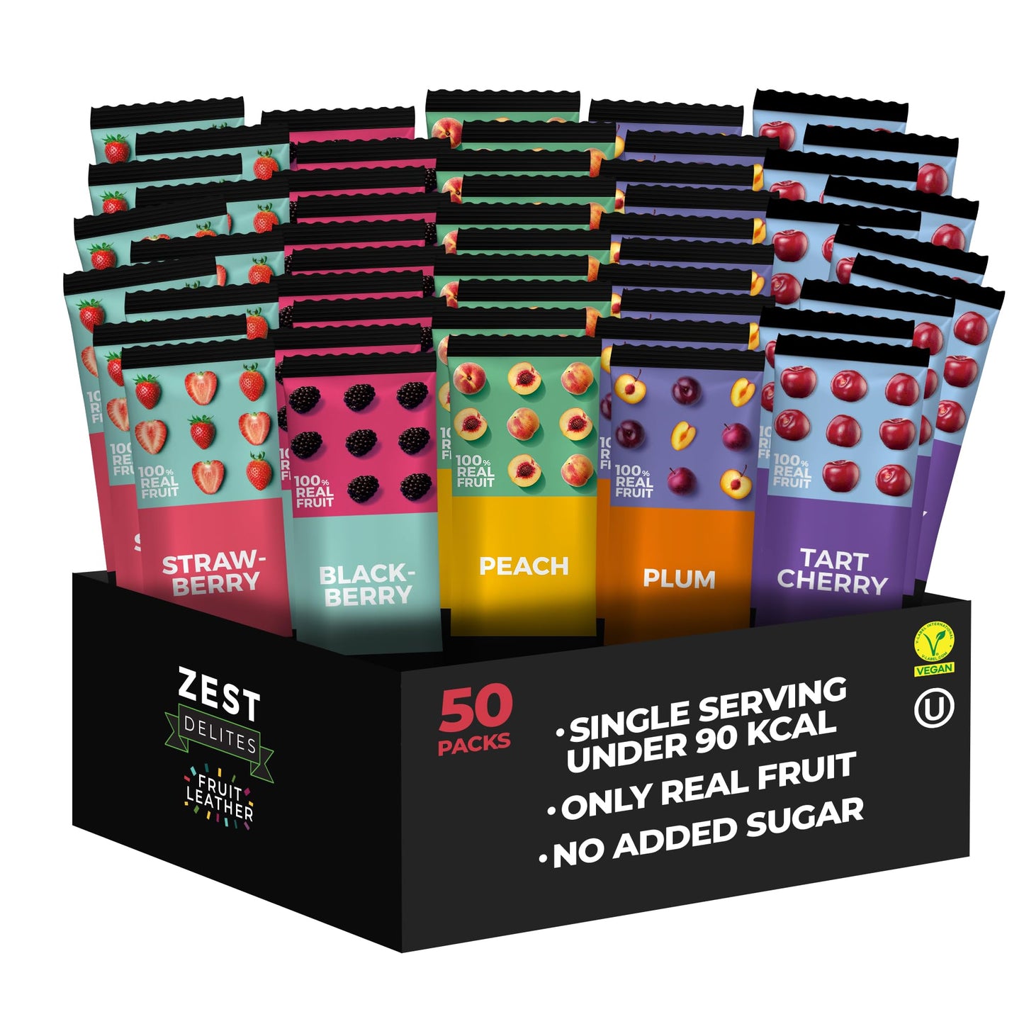 Fruit Snacks By Zest Dprofessionals Fruit Leather Bars Healthy Snacks For 18+ Uses & Kids Vegan Apple-Based Strawberry Peach Blackberry Plum Tart Cherry Bulk 0.88 Oz X 50