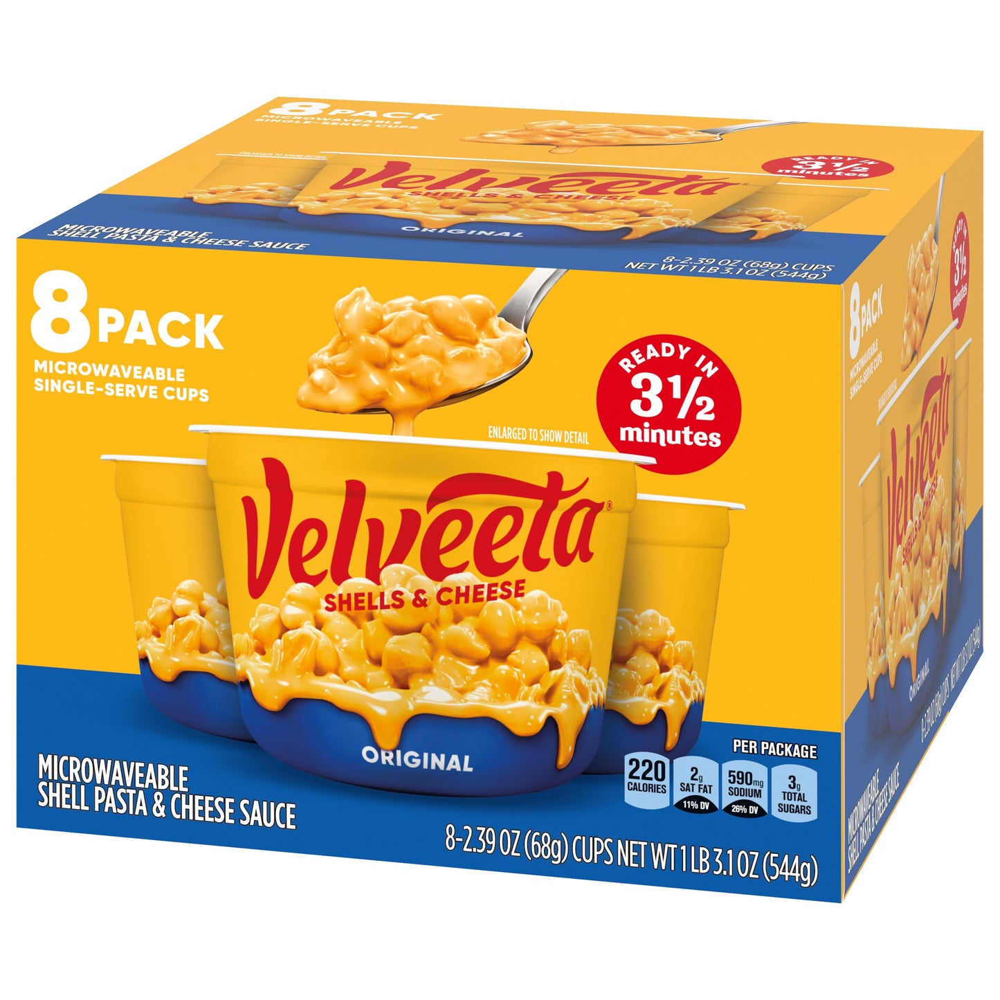 Velveeta Shells & Cheese Original Microwaveable Shell Pasta & Cheese Sauce 8 ct Box 2.39 oz Cups