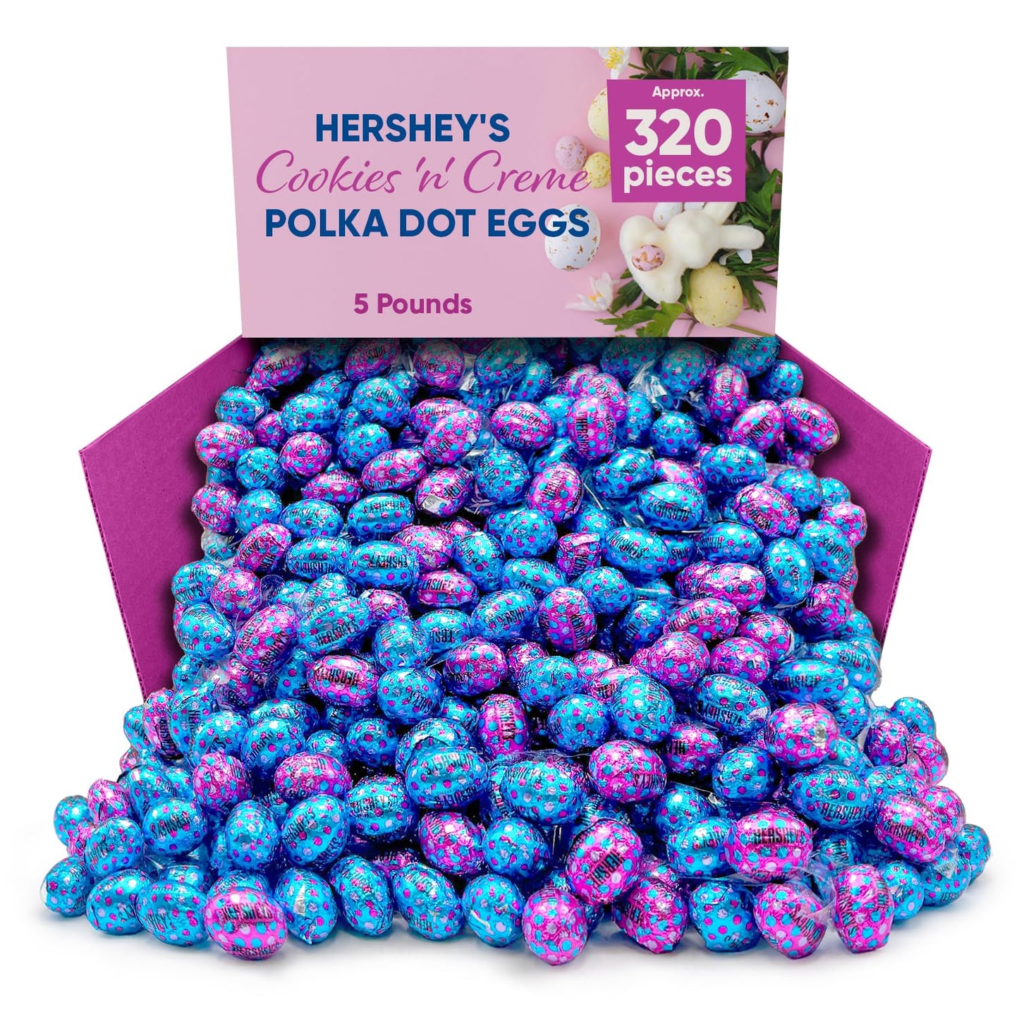 Cookies n Creme Polka Dot Easter Eggs - White Chocolate with Crunchy Cookie Bits, Individually Wrapped - 5 lb Bulk Pack (Approx.