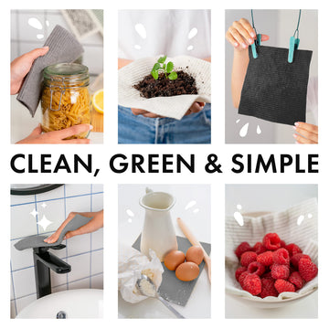 SUPERSCANDI Swedish Dishcloths, Reusable Biodegradable Cellulose, 6 Pack White - Eco-Friendly Kitchen Cleaning Cloths, 8 x 7 inches