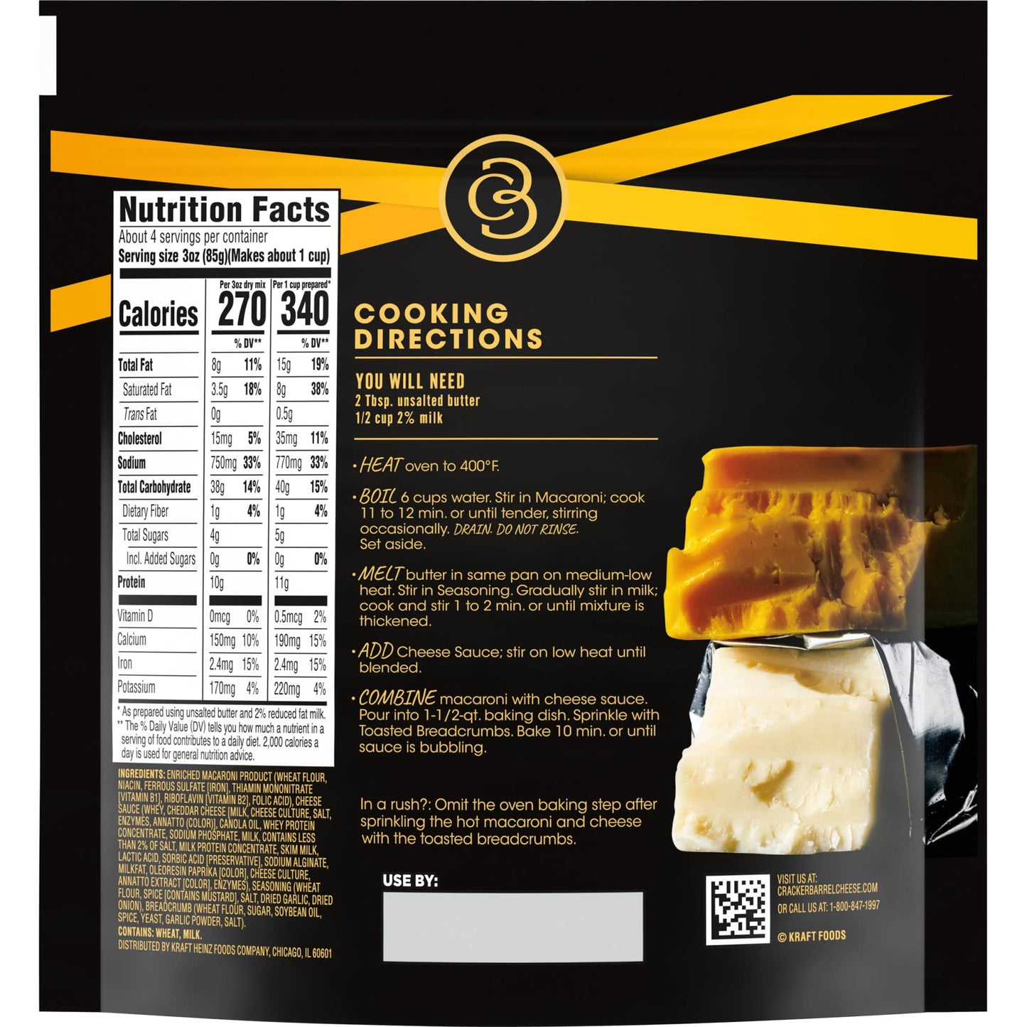Er Barrel Sharp Cheddar Oven Baked Macaroni & Cheese Dinner (12.3 Oz Bag)