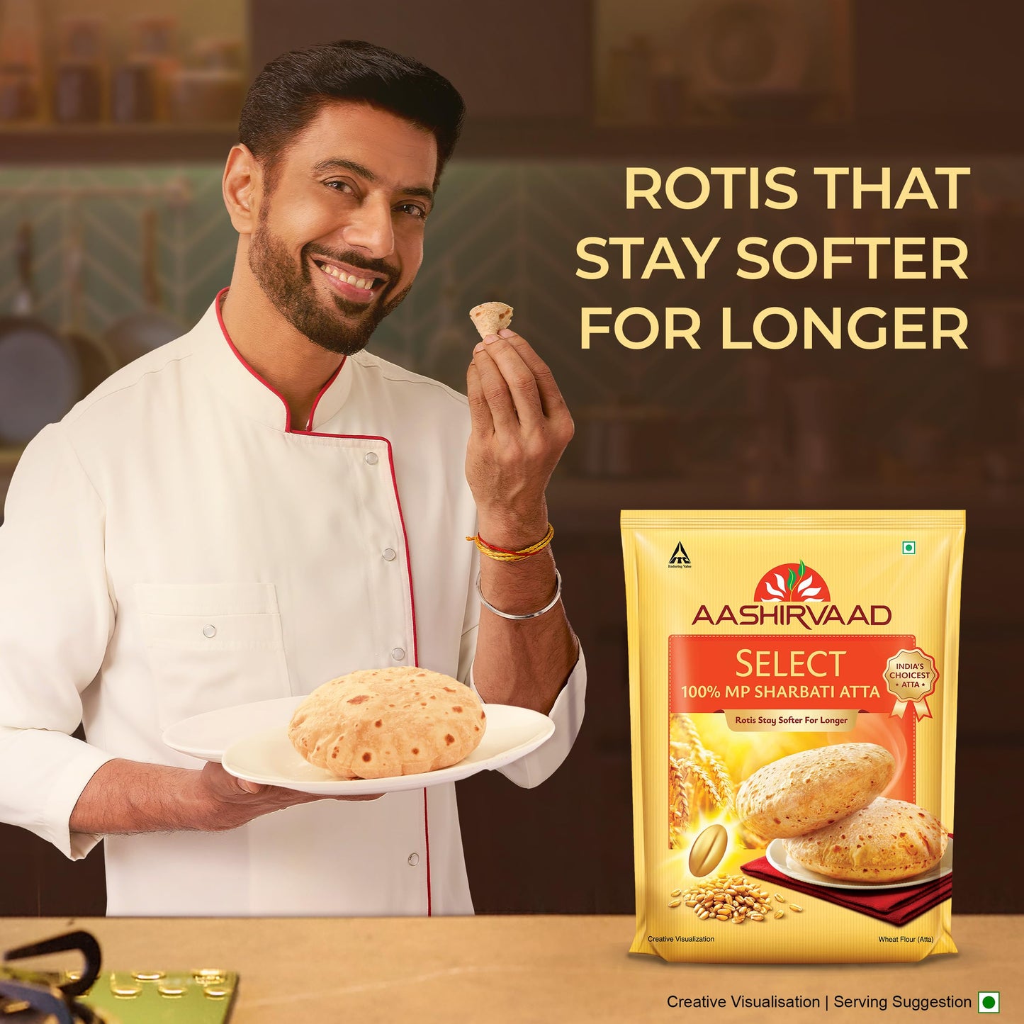 Aashirvaad Select Whole Wheat Sharbati Atta, 11 Pound (5 KG), 160 Ounce, Ideal for Healthy Cooking